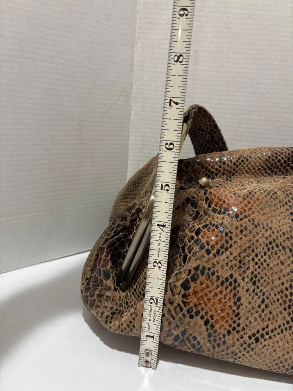 The Find purse womens Bronze Snake Print Top Handle Satchel Handbag